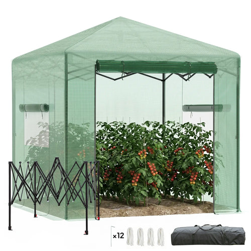 8' x 6' Portable Pop Up Greenhouse, Outdoor Walk-in, Green
