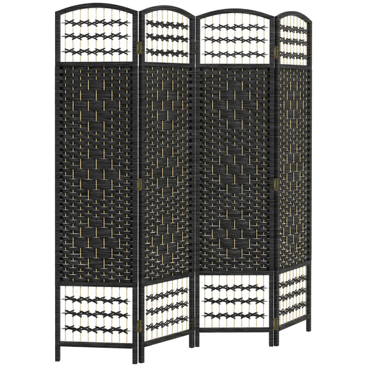 4 Panel Folding Room Divider, Portable Privacy Screen, Black Room Dividers Black at Gallery Canada