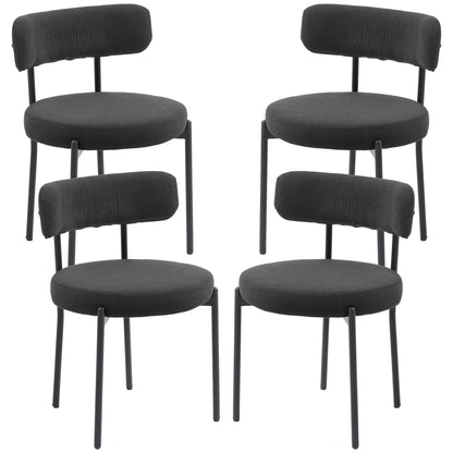 4 Kitchen Chairs, Modern Dining, Corduroy Upholstery, Steel Legs, Black Dining Chairs Black at Gallery Canada