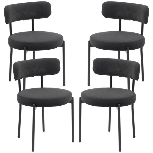4 Kitchen Chairs, Modern Dining, Corduroy Upholstery, Steel Legs, Black Dining Chairs Black at Gallery Canada