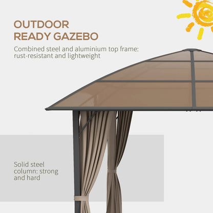 10' x 10' Outdoor Gazebo, UV60+ Polycarbonate Roof, Steel Frame, Khaki Gazebos at Gallery Canada