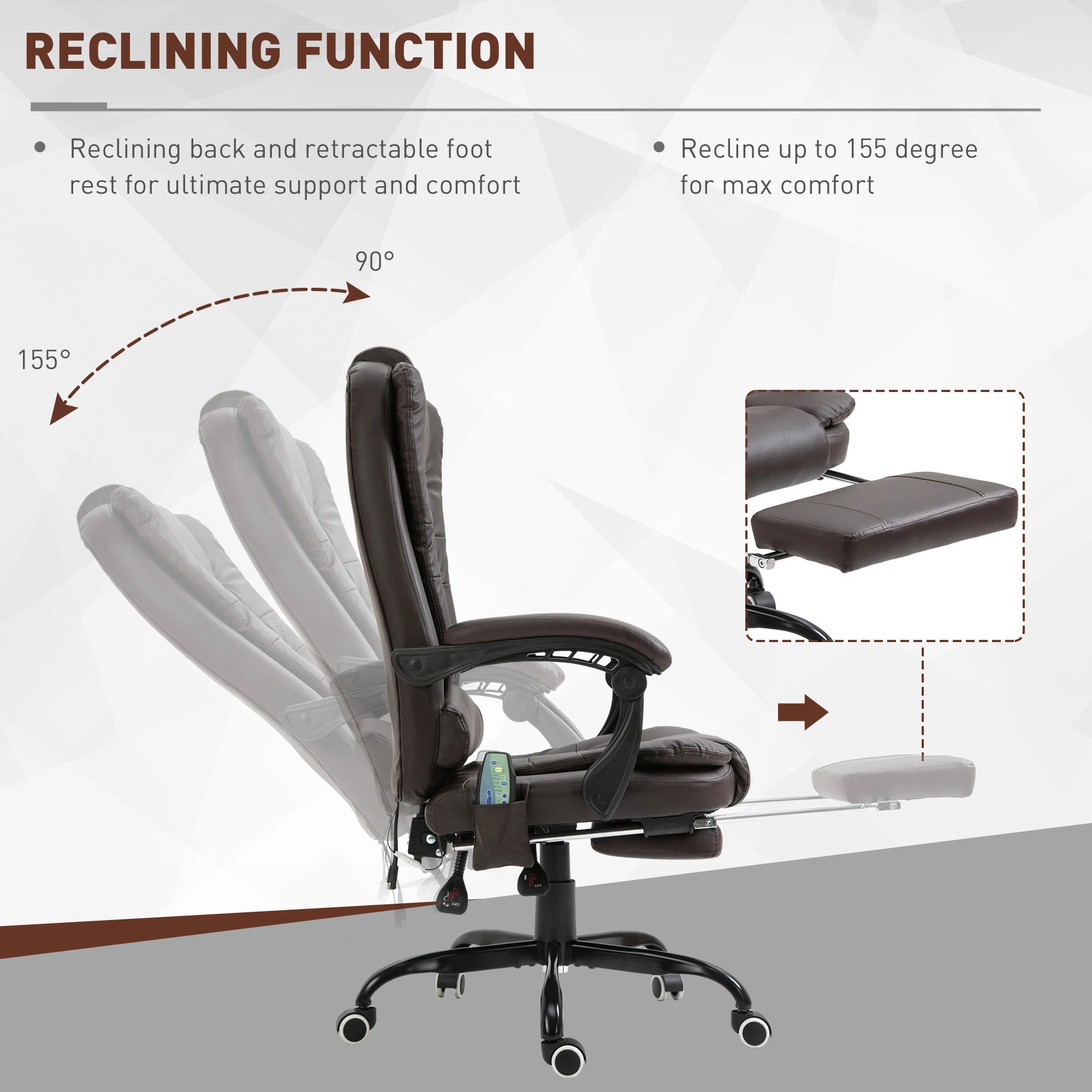 7-Point Vibrating Massage Chair, Reclining Office Chair, Adjustable Height, Brown Massage Chairs at Gallery Canada