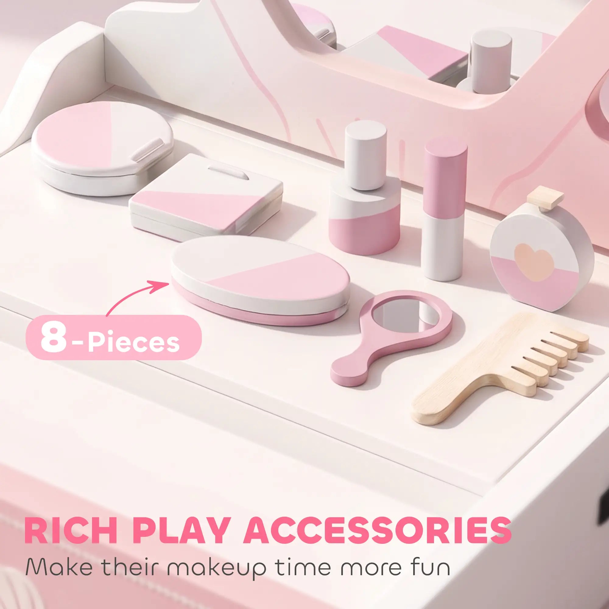 Kids Vanity Set with Lights, Mirror & Drawer, Girls 3-6, Pink Toy Vanity at Gallery Canada