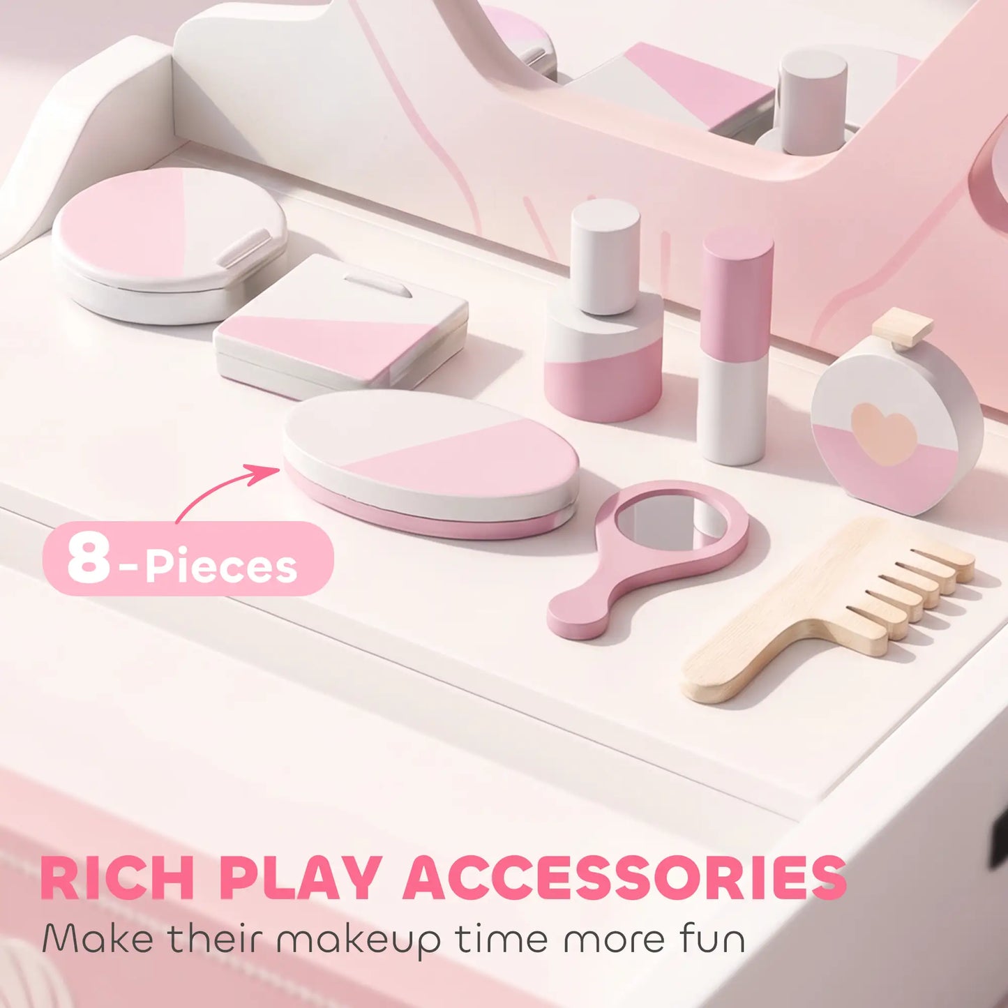 Kids Vanity Set with Lights, Mirror & Drawer, Girls 3-6, Pink Toy Vanity at Gallery Canada