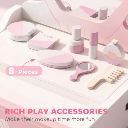 Kids Vanity Set with Lights, Mirror & Drawer, Girls 3-6, Pink Toy Vanity at Gallery Canada