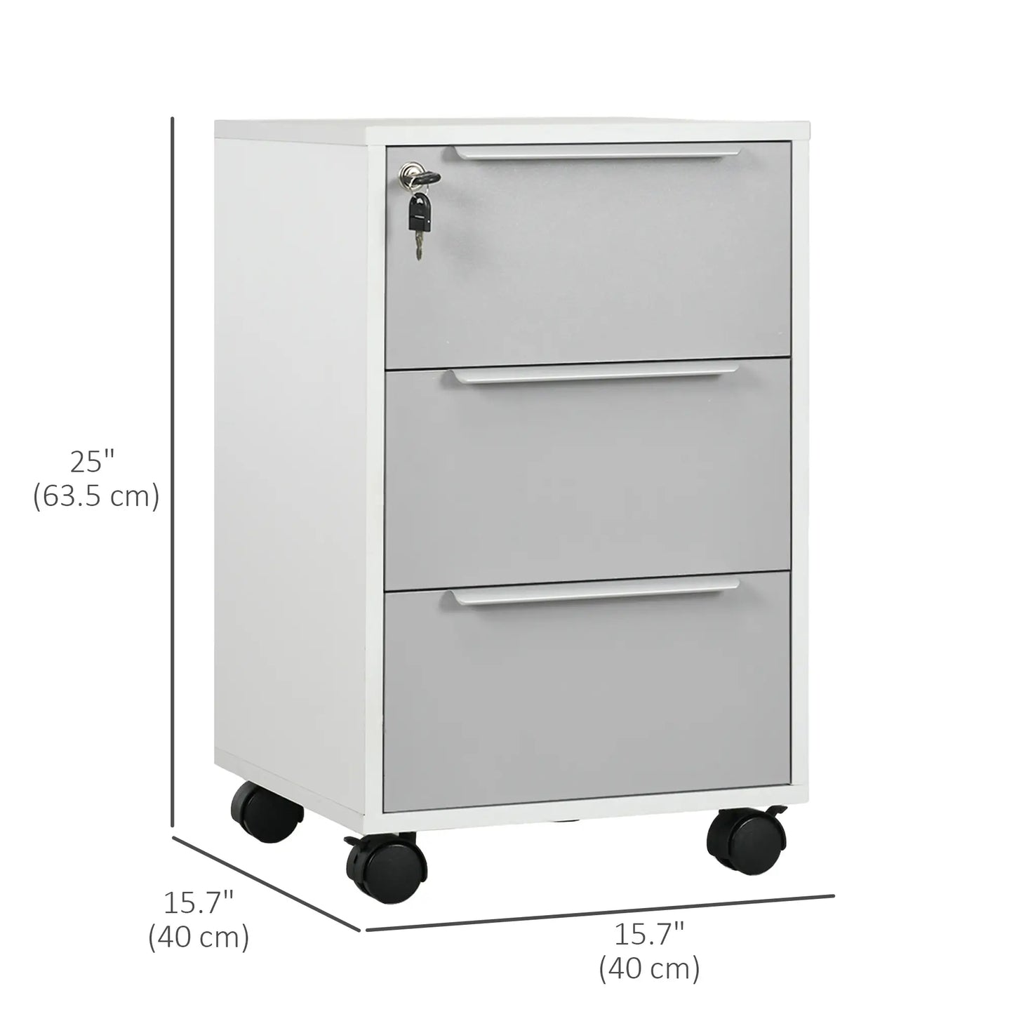 3 Drawer File Cabinet with Wheels, Vertical, Lock, Grey Office Cabinets & Cupboards at Gallery Canada