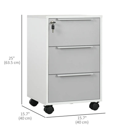 3 Drawer File Cabinet with Wheels, Vertical, Lock, Grey Office Cabinets & Cupboards at Gallery Canada