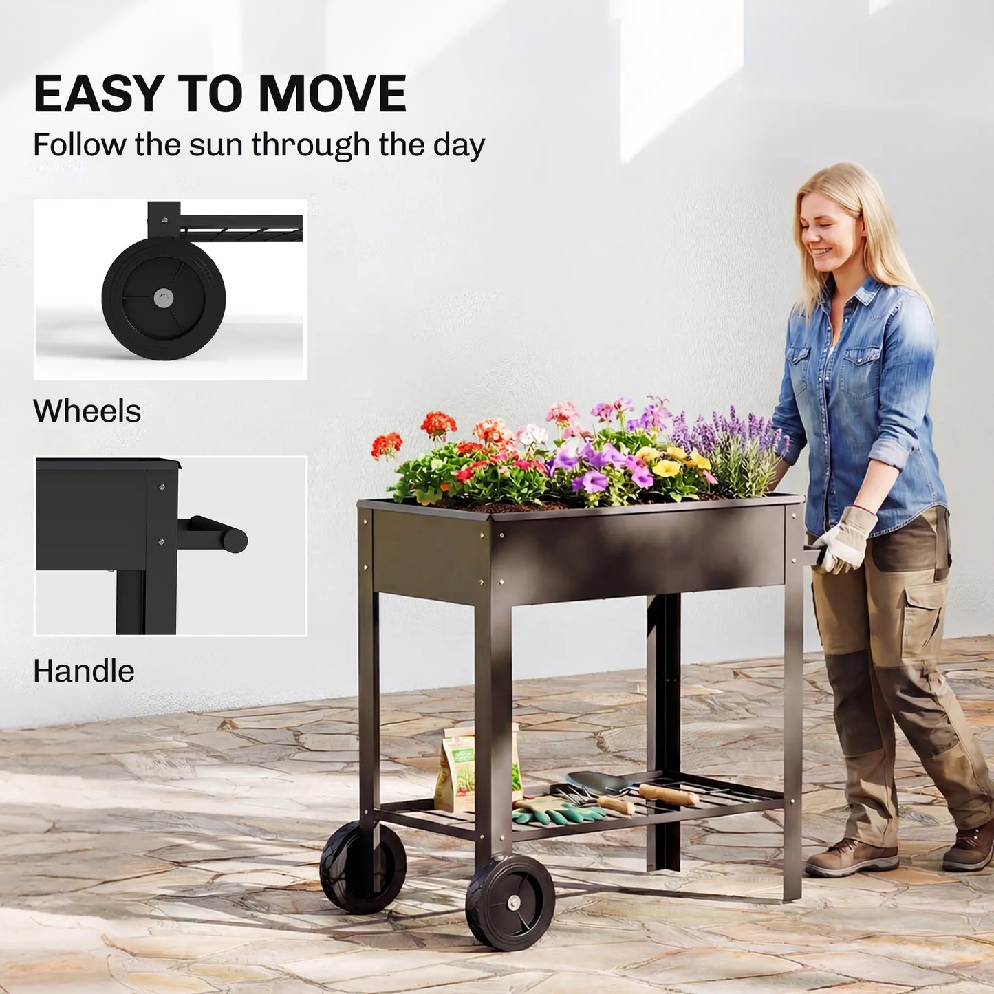 Metal Raised Garden Bed, Elevated Planter Box, 31.5" Tall Elevated Garden Beds at Gallery Canada