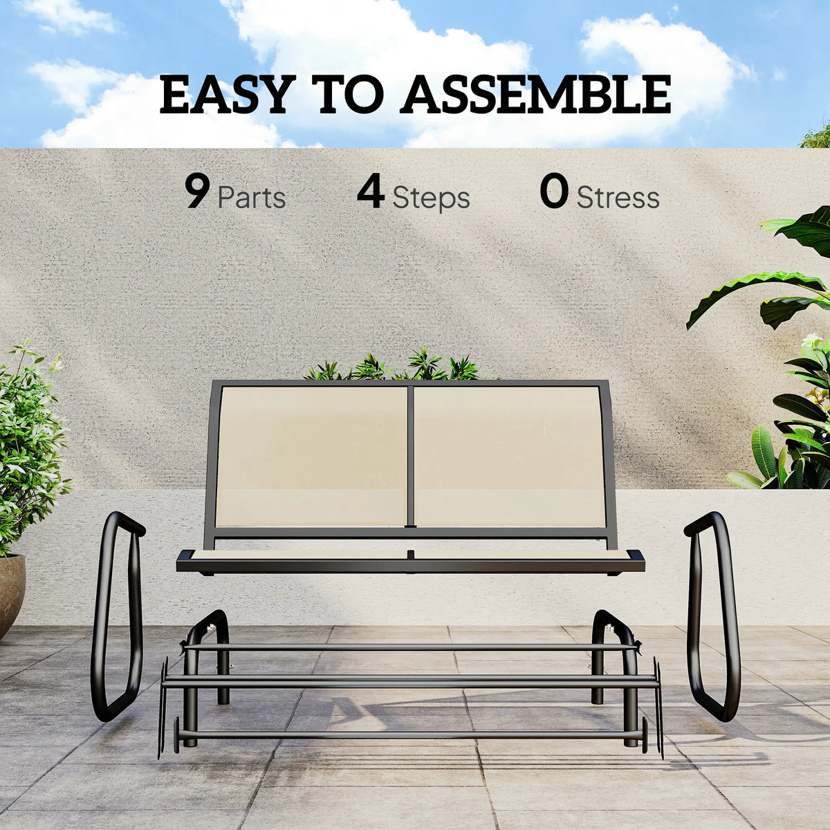 Outdoor Glider Bench 2 Person Patio Chair, Garden Loveseat Swing, Cream White, cream white Outdoor Gliders at Gallery Canada