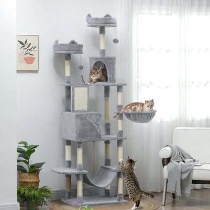 81" Large Cat Tree, Scratching Posts, Condos, Beds, Hammocks, Light Grey Cat Towers at Gallery Canada
