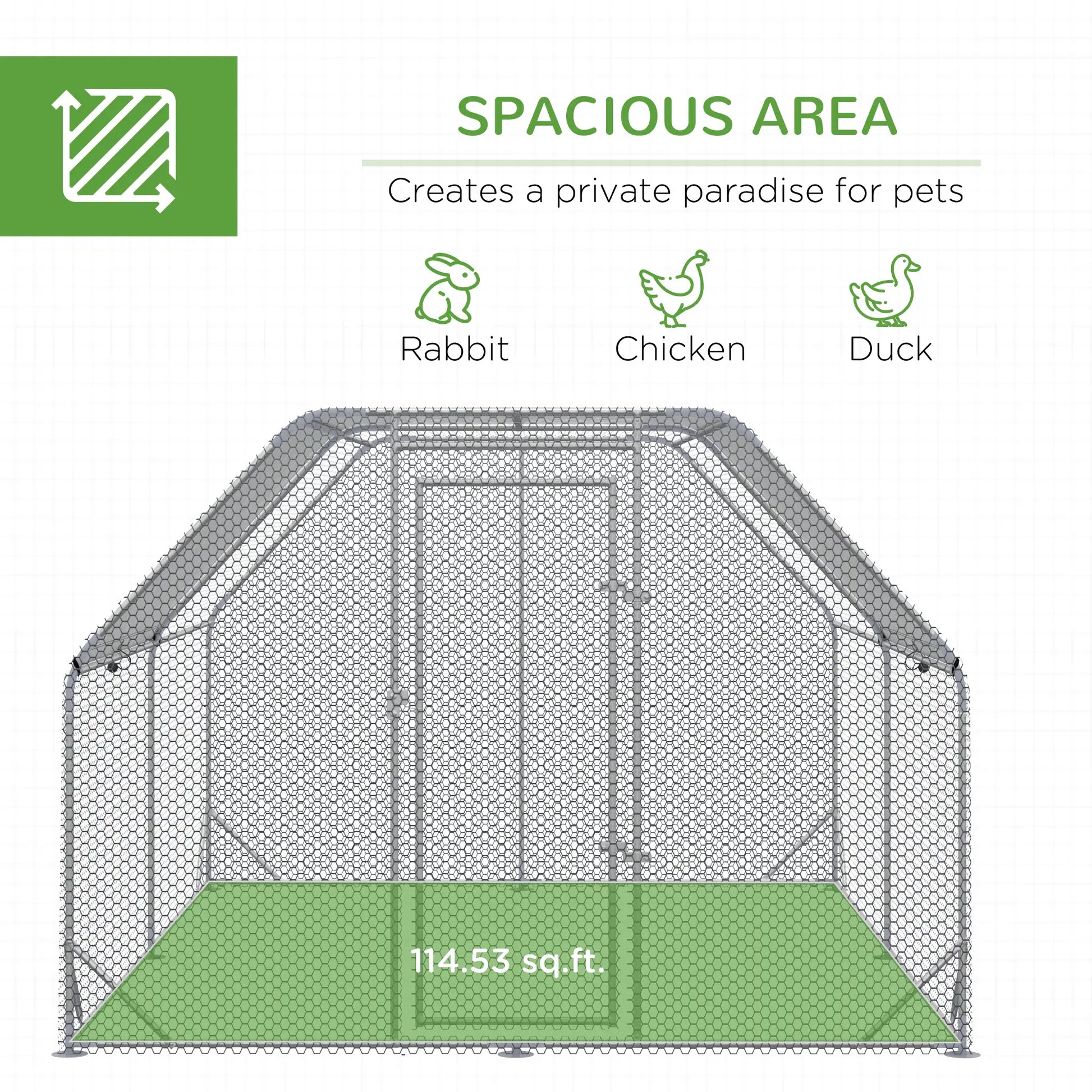 Galvanized Large Metal Chicken Coop Cage Walk-in Enclosure Poultry Hen Run House Playpen Rabbit Hutch with Cover for Outdoor Backyard 9.2' x 12.5' x 6.5' Silver Chicken Coops at Gallery Canada