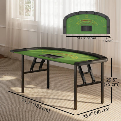 Poker Table Foldable, 72" 8 Player Casino Blackjack Texas Holdem, Green Game Tables at Gallery Canada