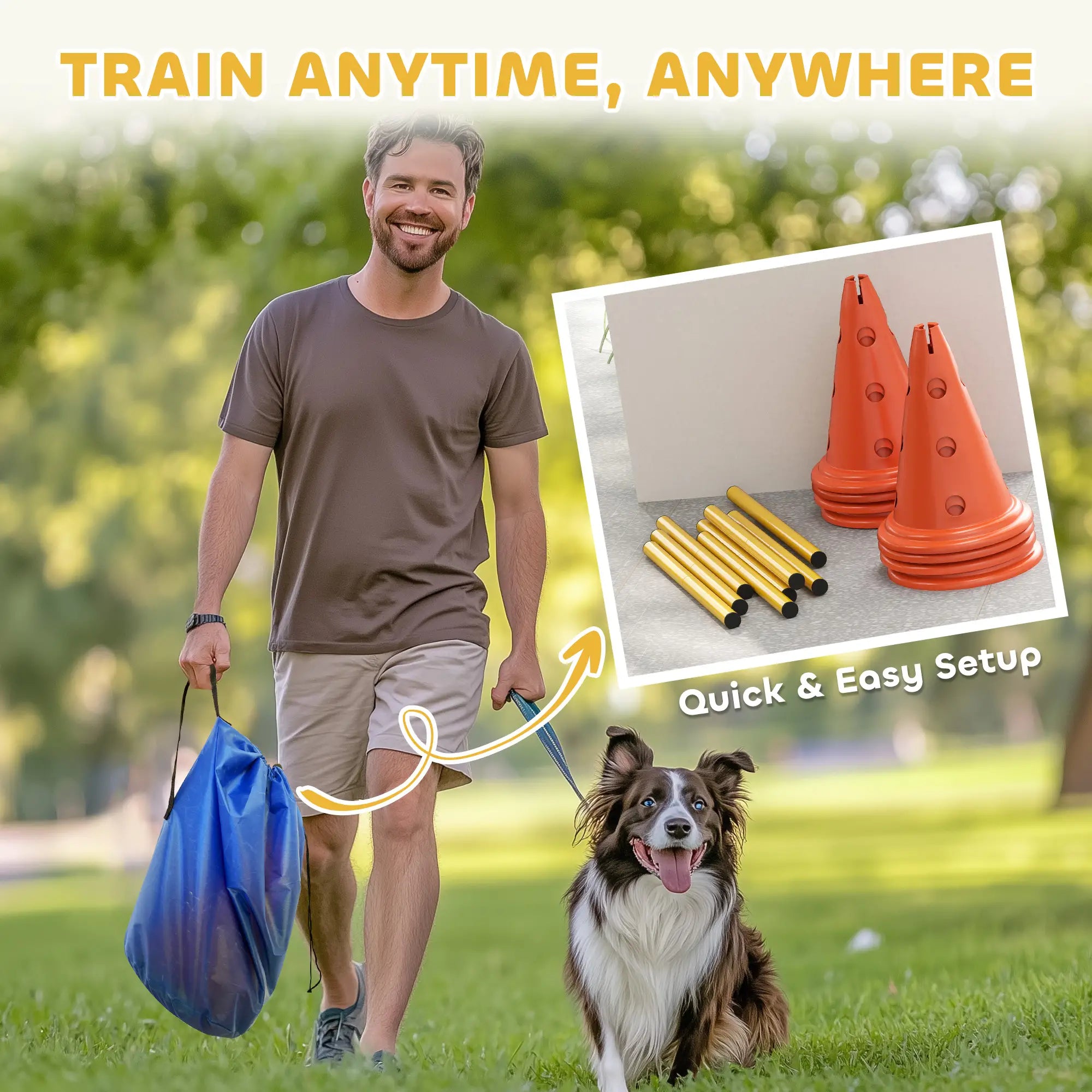 Dog Agility Hurdle Set, Adjustable Obstacle Course, 8 Cones 8 Poles, Orange Dog Agility Training Equipment at Gallery Canada