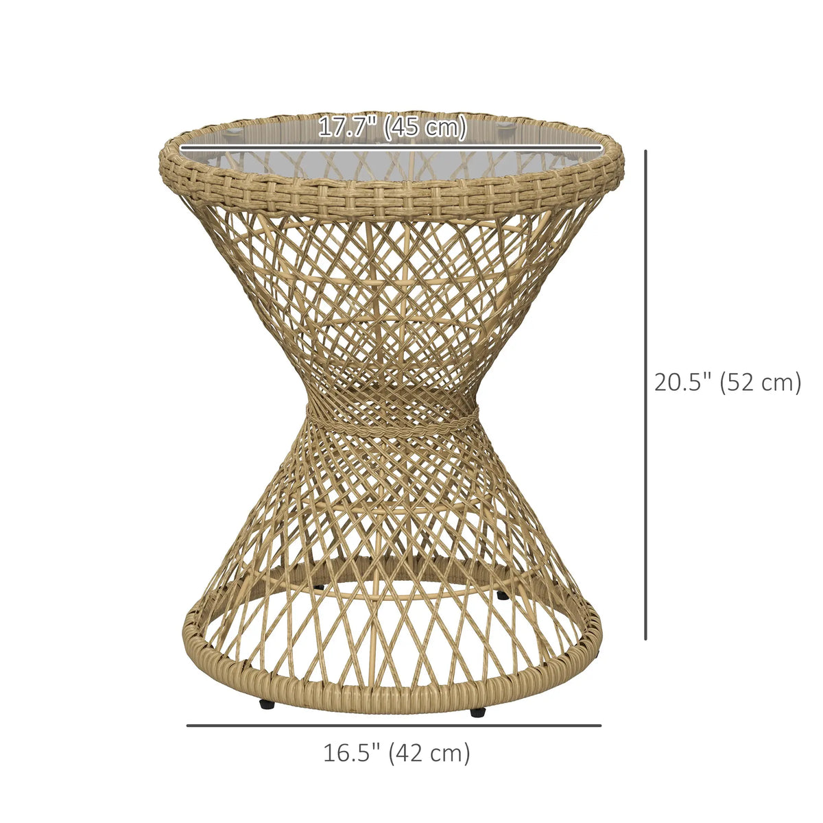Wicker Outdoor Coffee Table, 18" Round Drum Style, Light Brown Patio Side Tables at Gallery Canada