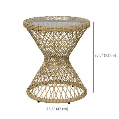 Wicker Outdoor Coffee Table, 18" Round Drum Style, Light Brown Patio Side Tables at Gallery Canada