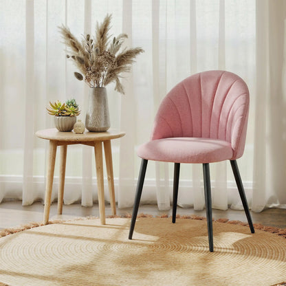 Modern Dining Chairs Set Of 4, Upholstered, Metal Legs, Pink Dining Chairs at Gallery Canada