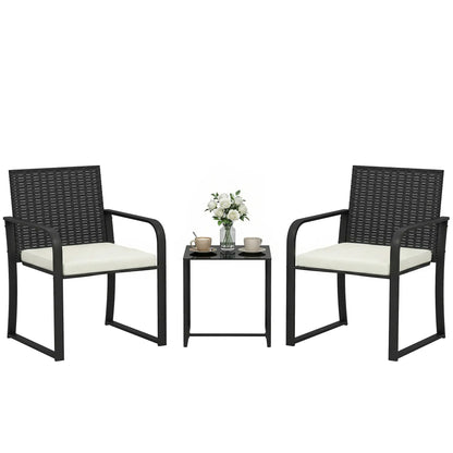 3 Piece Wicker Patio Set, Glass Table, Mesh Seat, Cream White Patio Furniture Sets at Gallery Canada