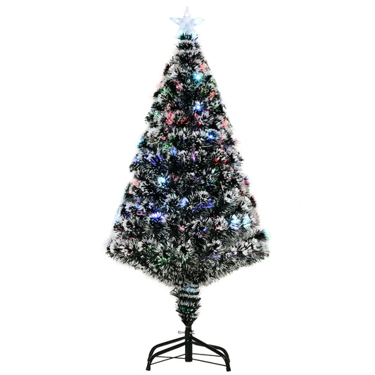 4ft Pre-Lit LED Fiber Optic Christmas Tree, Artificial Holiday Decor Pre Lit Christmas Trees Green with white tips, three multi-colour fiber optics/LED at Gallery Canada