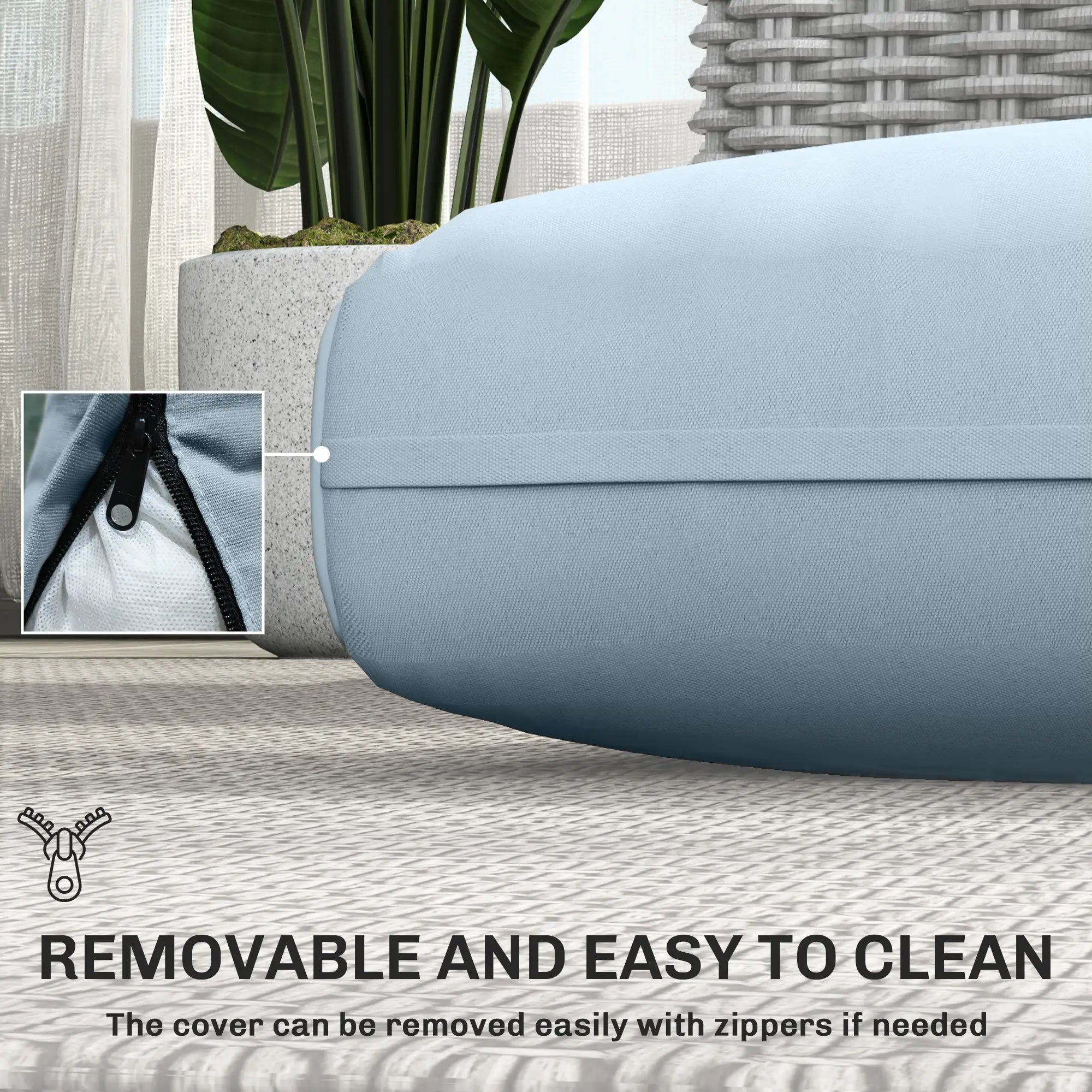 Outdoor Seat Cushions With Backrest, Loveseat Double Sofa, Light Blue Patio Chair Cushions at Gallery Canada