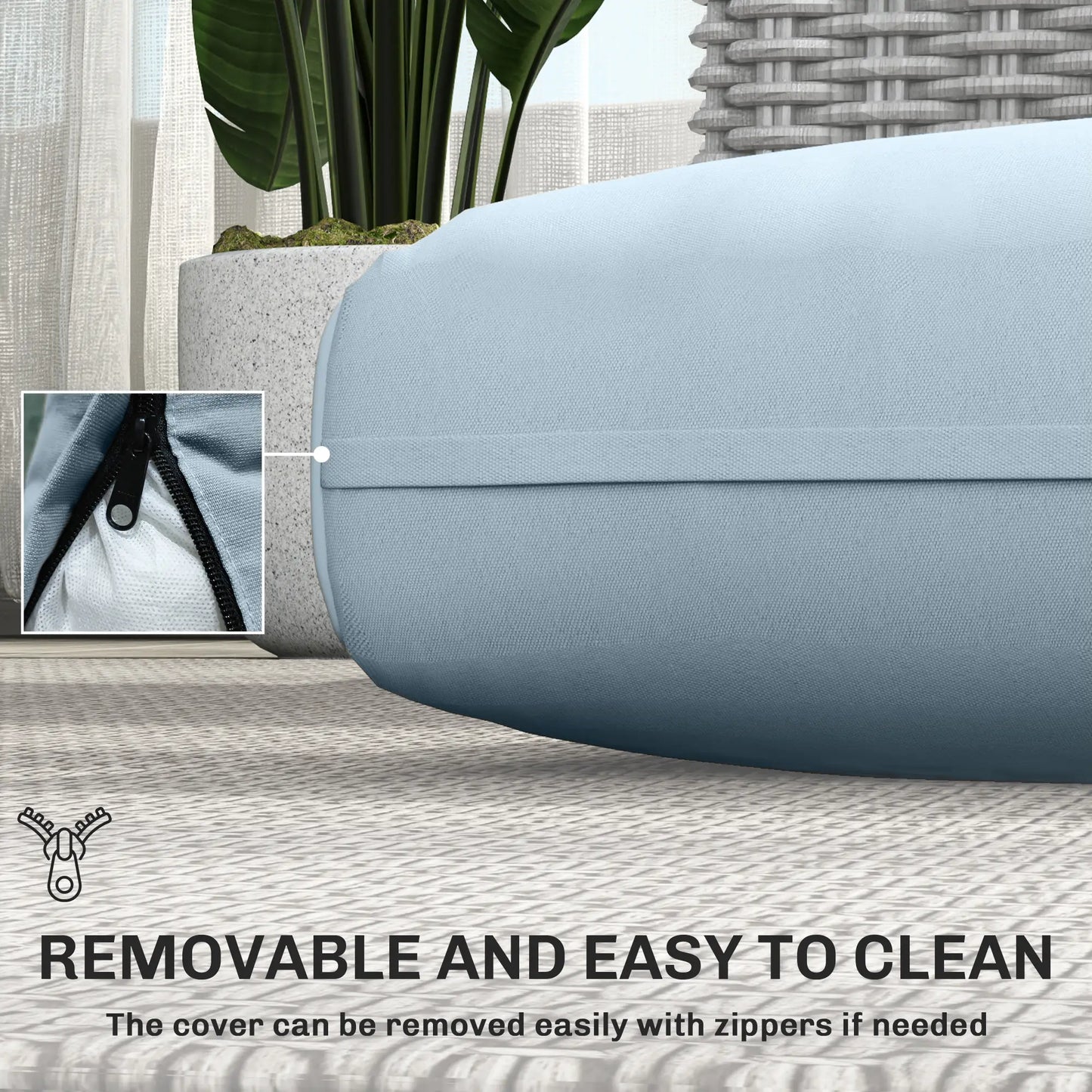 Outdoor Seat Cushions With Backrest, Loveseat Double Sofa, Light Blue Patio Chair Cushions at Gallery Canada