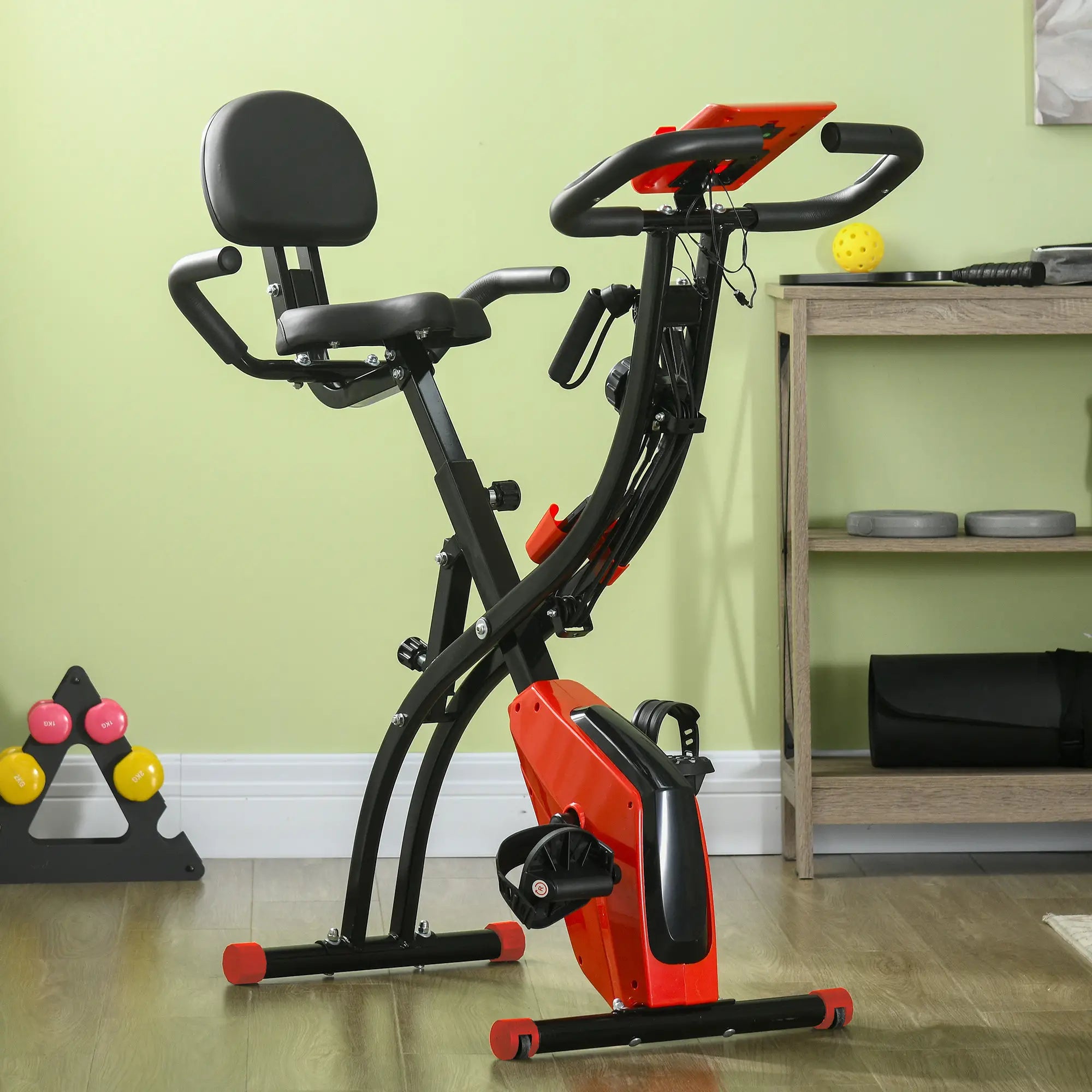3 in 1 Folding Exercise Bike, 8-Level Magnetic Resistance, Adjustable Seat, Red Exercise & Stationary Bikes at Gallery Canada