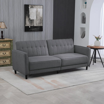 Convertible Bed with Couch, Adjustable Back Sofa Bed, Charcoal Grey 2-Seater Sofas at Gallery Canada