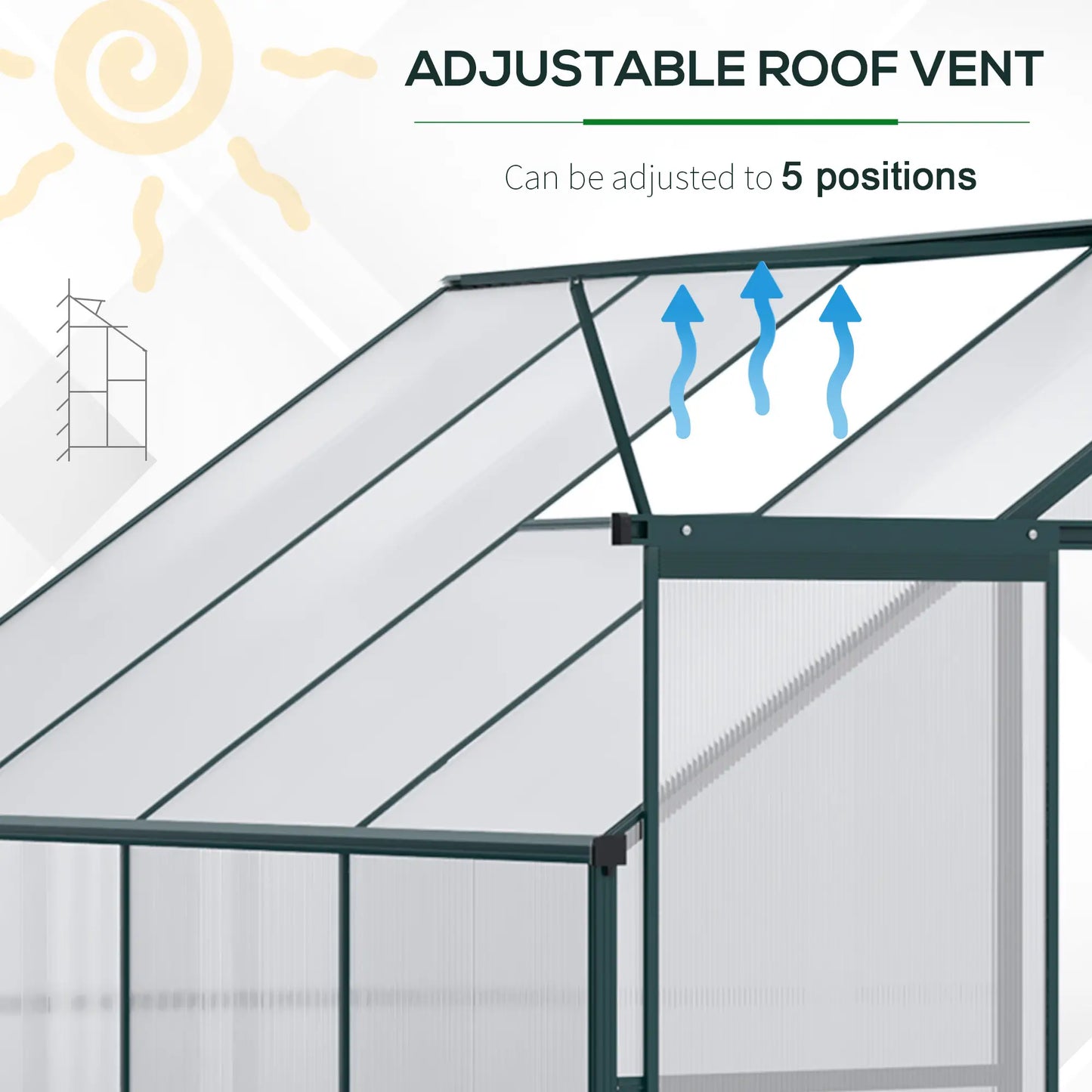Walk-In Garden Greenhouse, Aluminum Polycarbonate, Roof Vent, 8' x 4' x 7', Silver Walk In Greenhouses at Gallery Canada