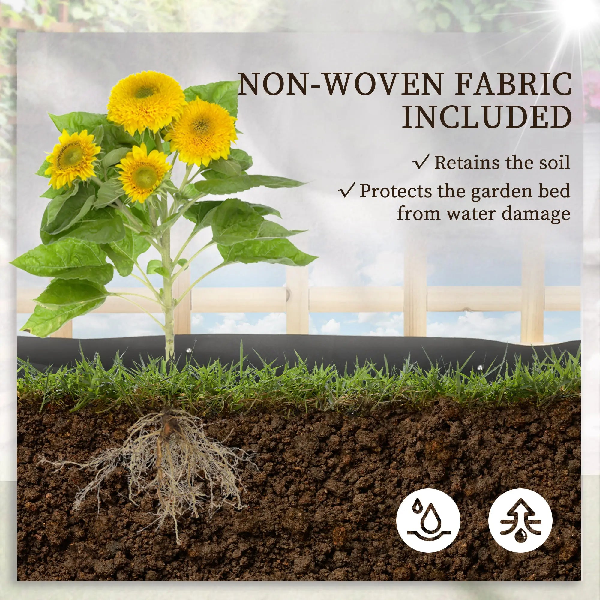 Wooden Elevated Planter Box with Trellis, 3 Tier Garden Bed, Outdoor, Natural Raised Garden Beds at Gallery Canada