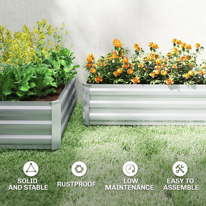 Galvanized Raised Garden Beds, Set of 2, Planter Box, Grey Galvanized Planter Boxes at Gallery Canada