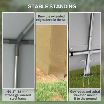 7' x 12' Outdoor Storage Shed, Portable Garage, Roll-up Door, Beige Sheds at Gallery Canada