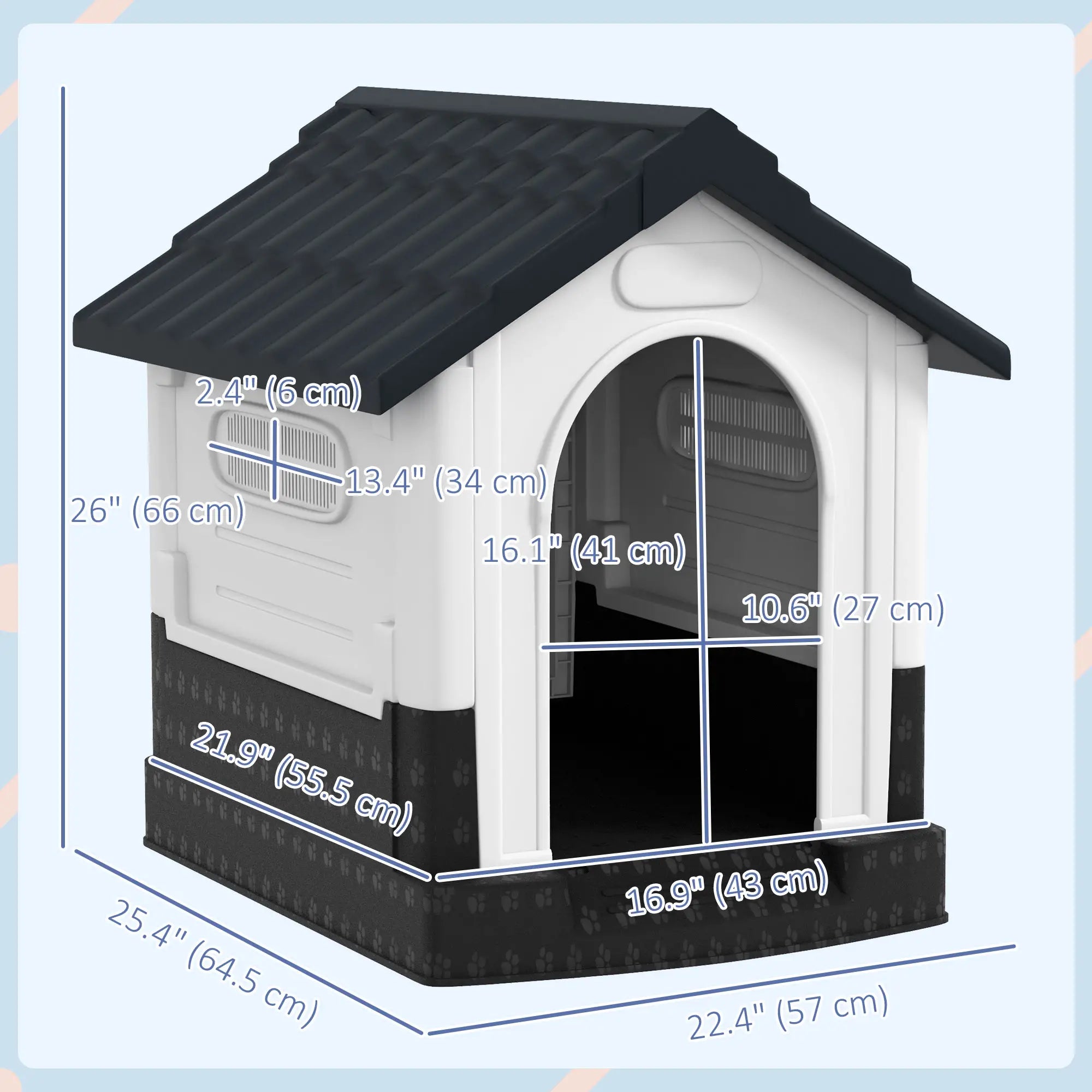 Outside Dog Kennel House, Miniature Dogs, 64.5 x 57 x 66cm, Dark Grey Dog Cages & Crates at Gallery Canada