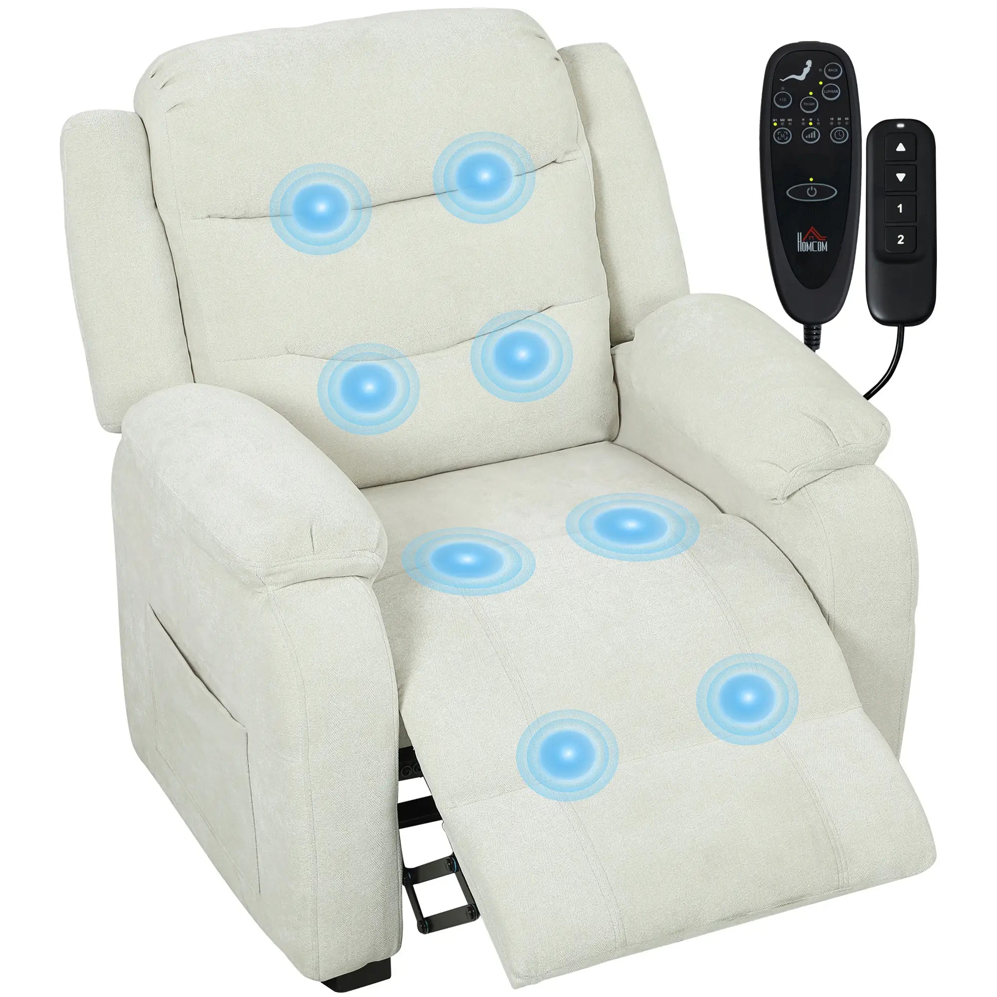 Massage Recliner Chair, Power Recliner, Remote, Pockets, 2 Memory Positions, Beige Single Sofas at Gallery Canada