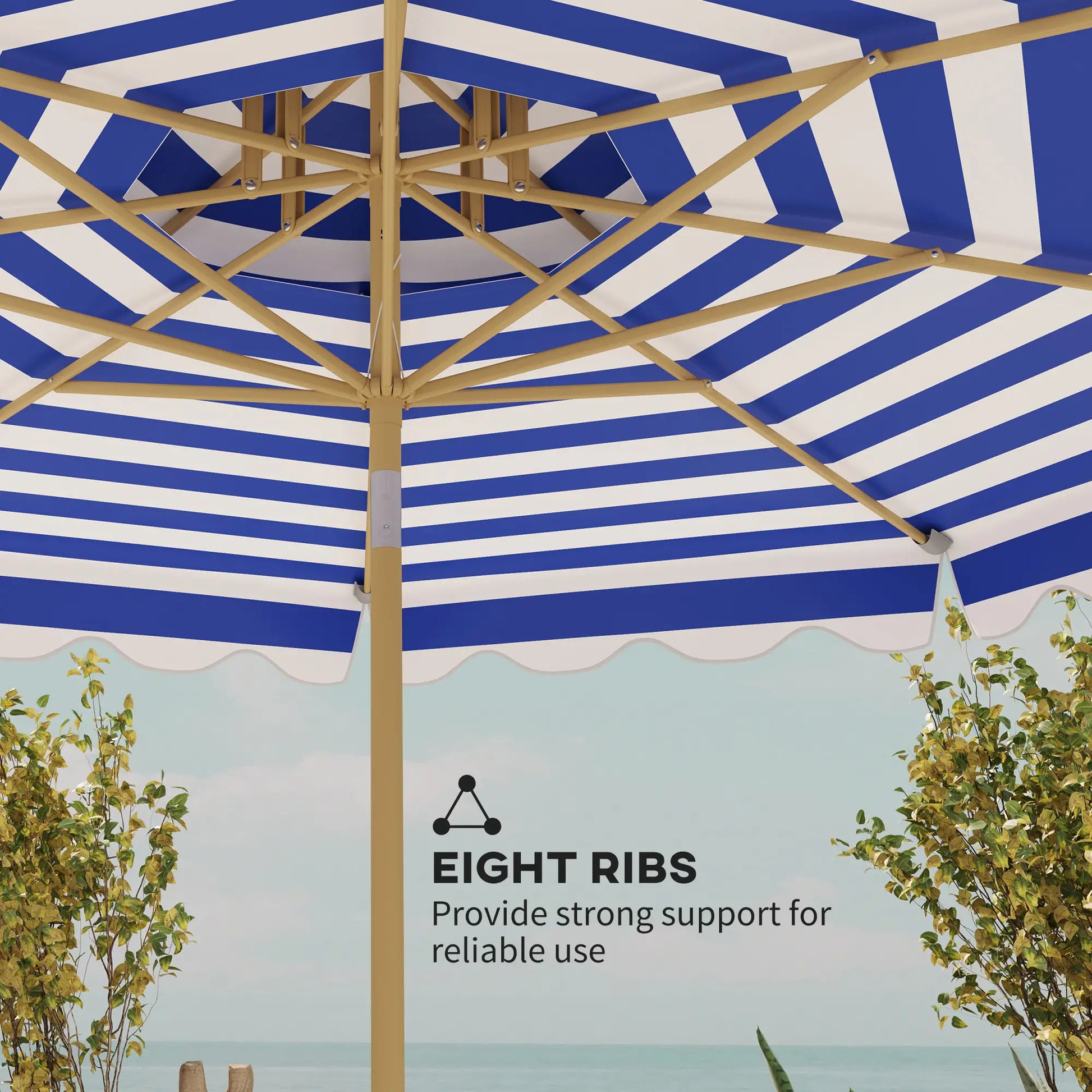 9FT Patio Umbrella, 8 Ribs, Crank, Tilt, UPF 50+, 2-Tier Vent, Blue Sun Umbrellas at Gallery Canada