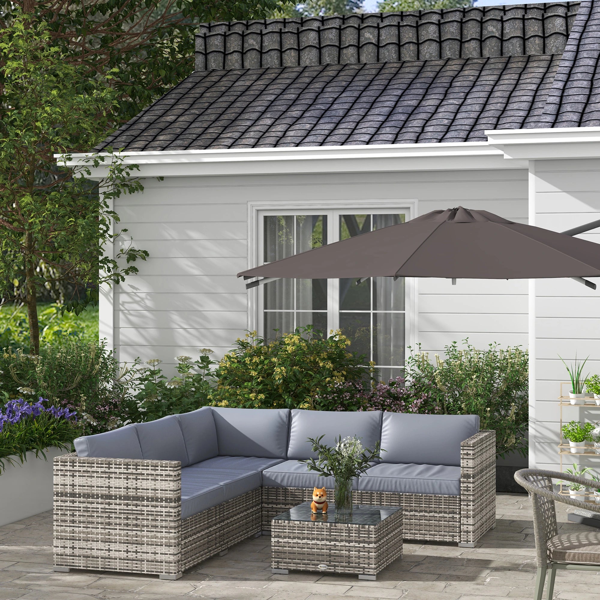 4-Piece Rattan Wicker Outdoor Furniture Set, Grey Patio Furniture Sets at Gallery Canada