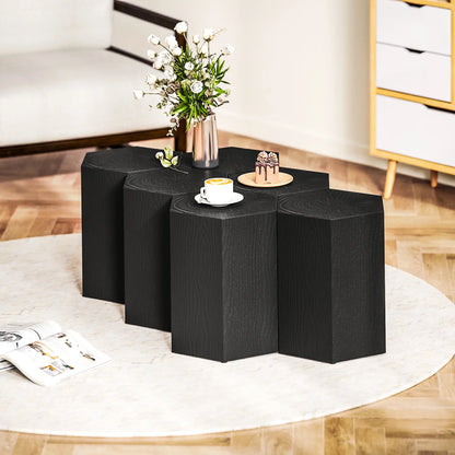 Hexagonal Side Table, Small with 4 Adjustable Feet, Indoor Outdoor, Black Side Tables at Gallery Canada