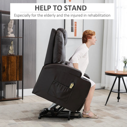 Power Lift Recliner Chair, PU Leather, Remote Control, Brown Electric Power Lift Chairs at Gallery Canada