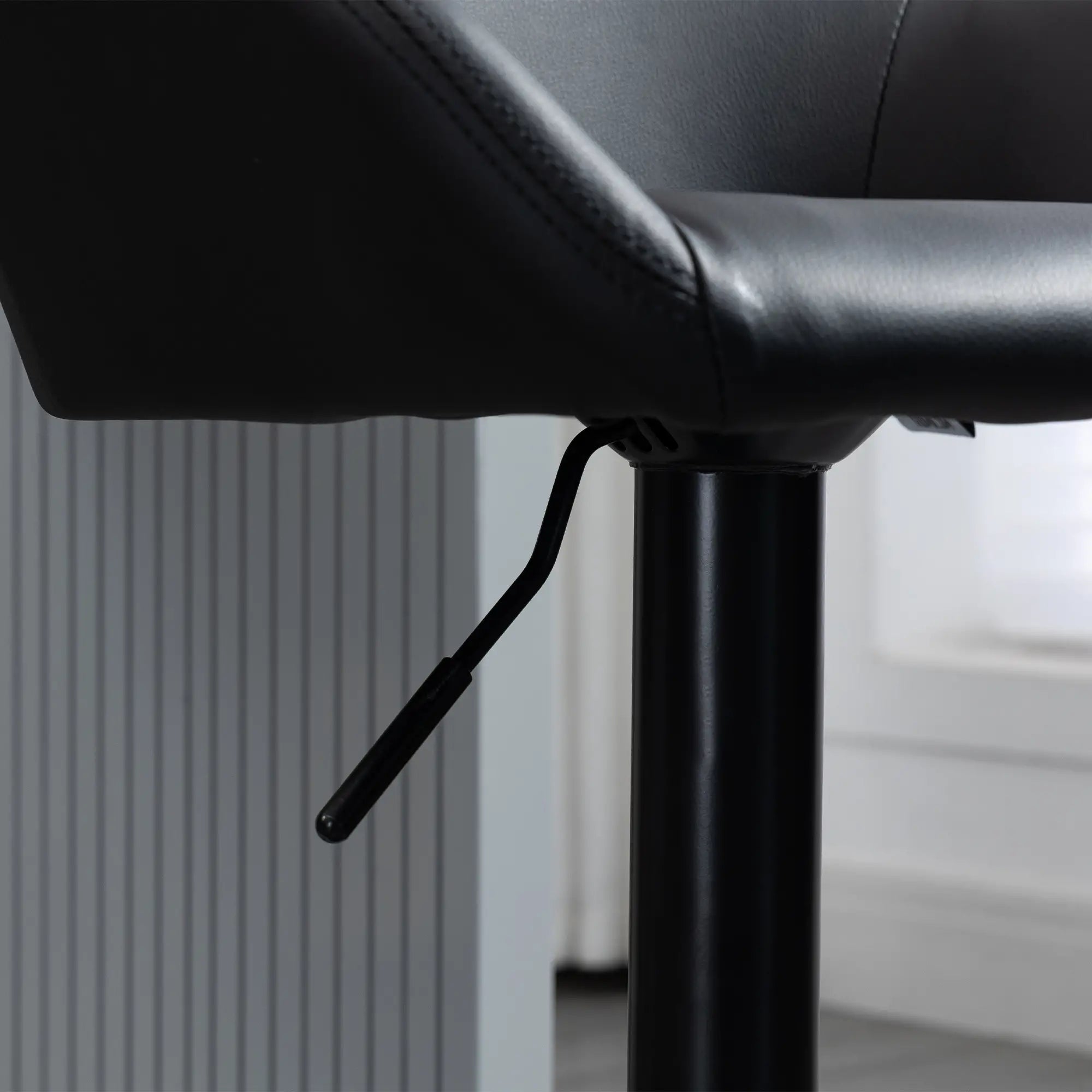 Adjustable Bar Stools Set of 2, Swivel with Footrest, PU Leather, Black Bar Stools at Gallery Canada