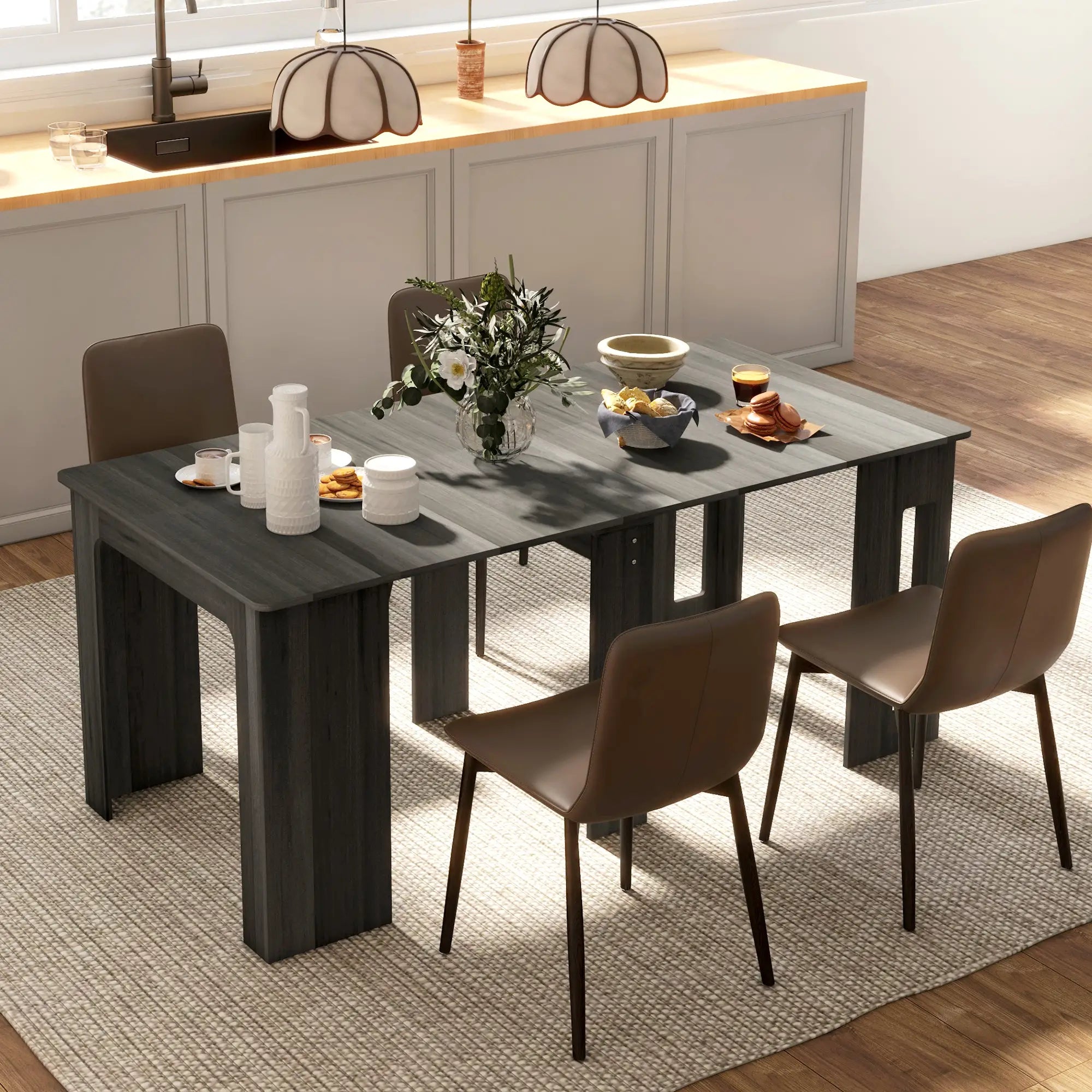 Extendable Dining Table, Expandable Kitchen Table, Seats 6, Grey Dining Tables at Gallery Canada