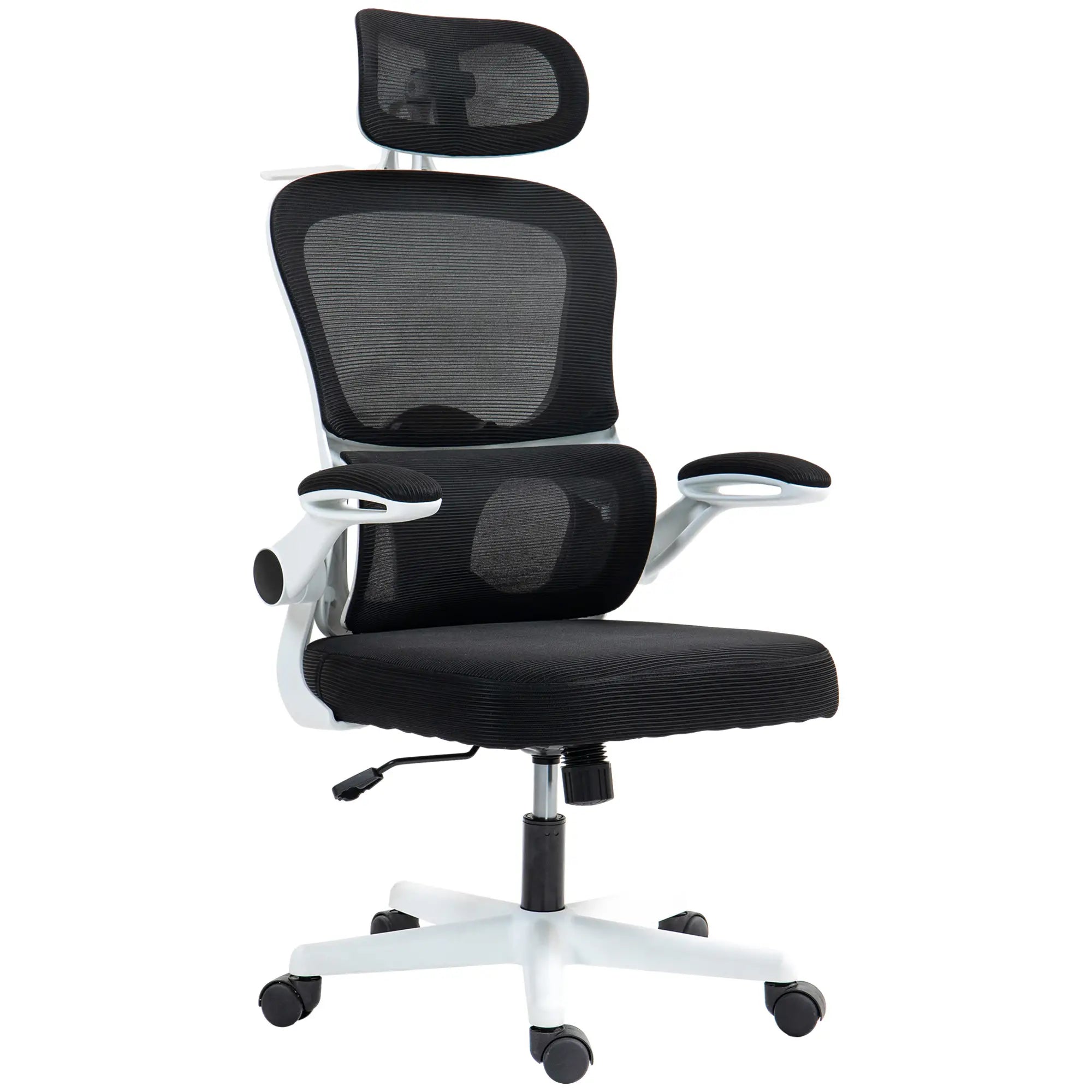 Mesh Office Chair, Ergonomic Desk Chair, Flip-Up Armrest, Adjustable Lumbar Support, Black Office Chairs Black at Gallery Canada