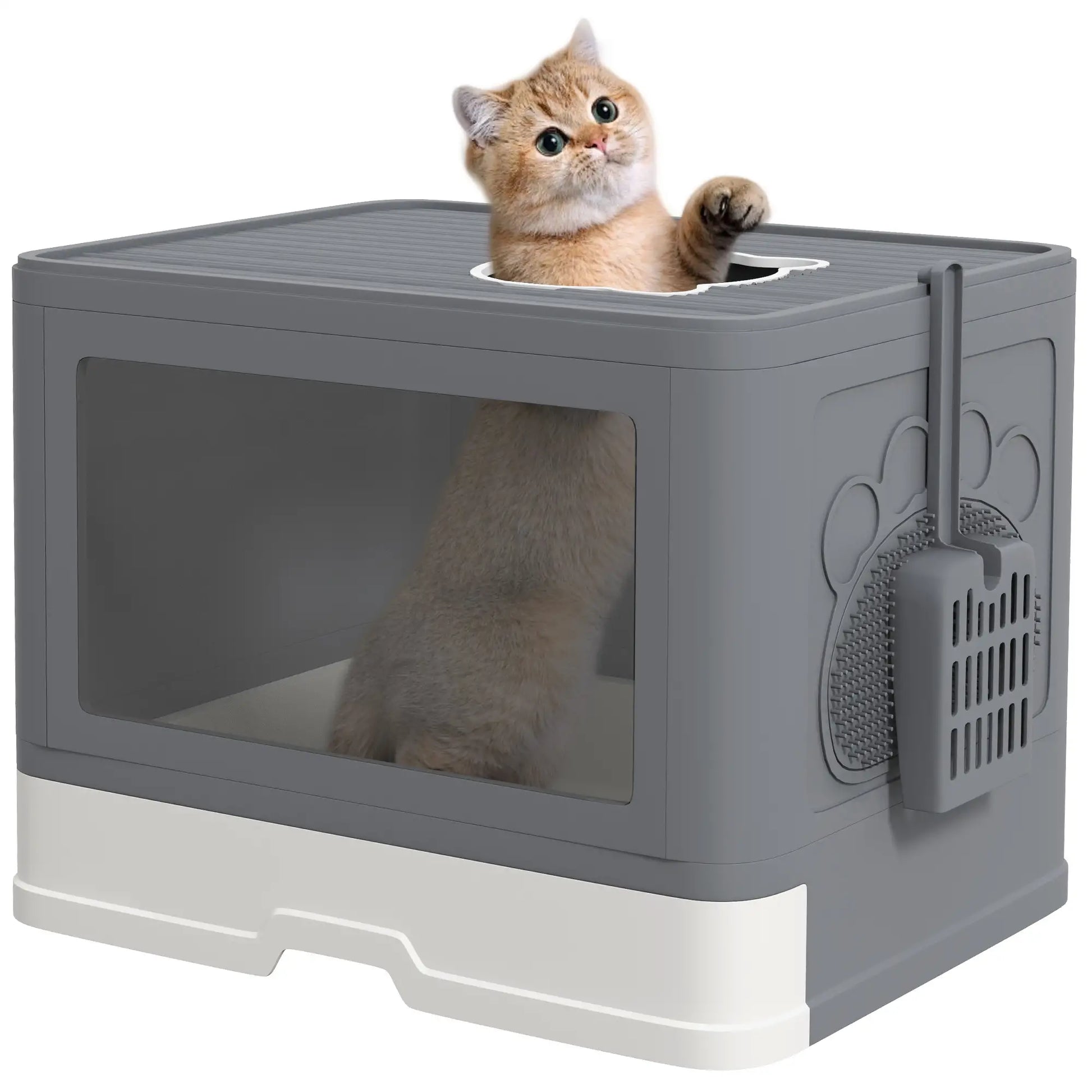 Cat Litter Box, Front Enter Top Exit, Pull Out Tray, Easy Clean, Grey Cat Litter Box Enclosures at Gallery Canada