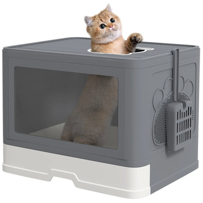 Cat Litter Box, Front Enter Top Exit, Pull Out Tray, Easy Clean, Grey Cat Litter Box Enclosures at Gallery Canada