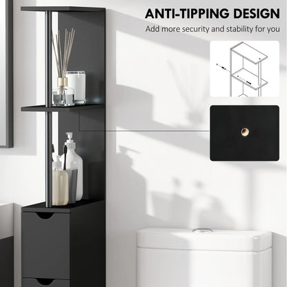 Tall Narrow Bathroom Storage Cabinet, Drawers and Shelves, Black Bathroom Cabinets at Gallery Canada