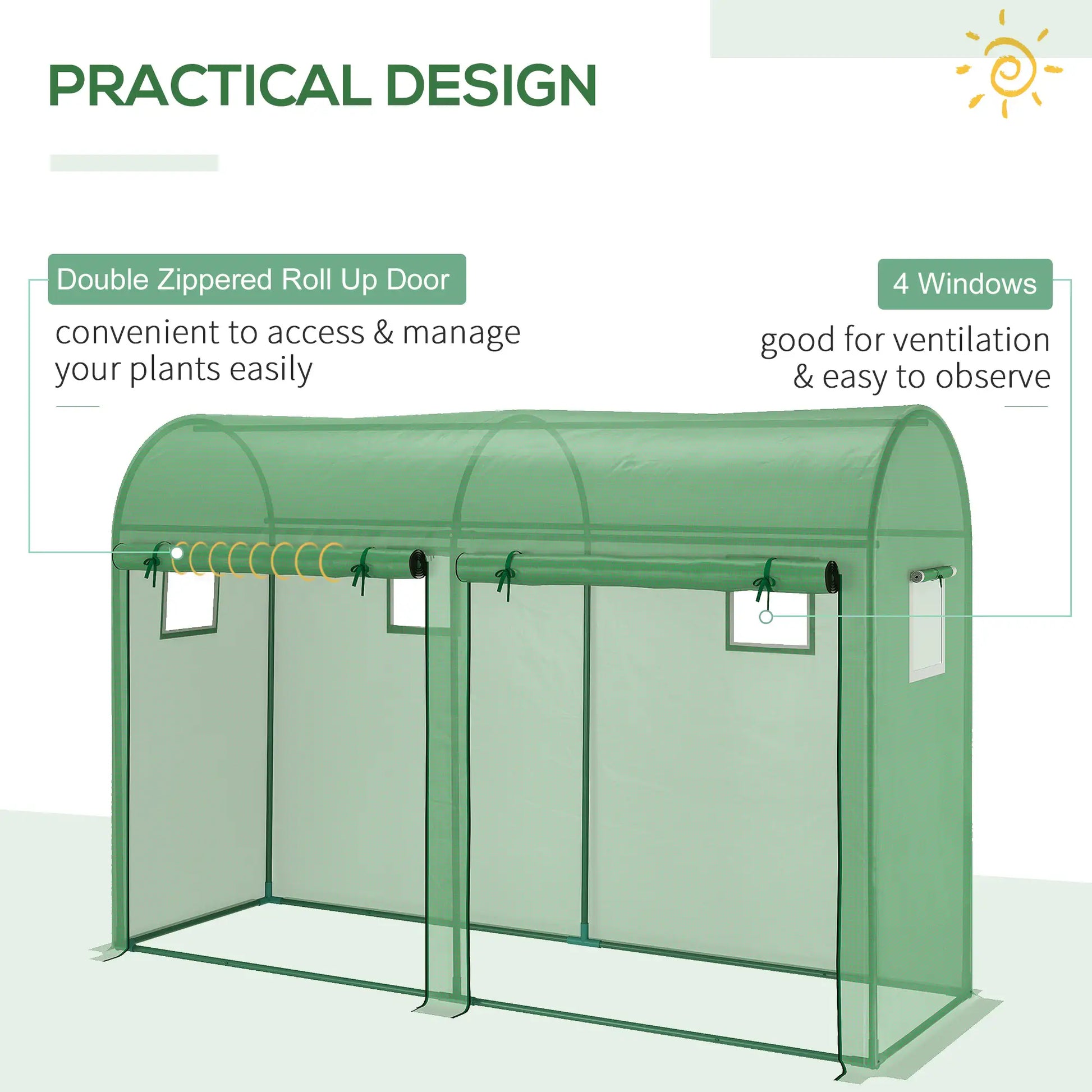 Outdoor Garden Greenhouse, Steel Tent, 2 Doors, 4 Windows, 9.8'x3.3'x6.6', Green Portable Greenhouses at Gallery Canada