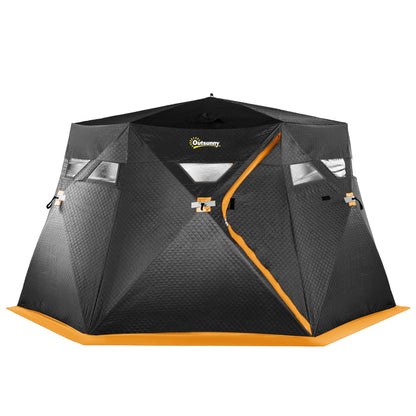 4 Person Insulated Ice Fishing Shelter, Pop-Up Tent with Carry Bag, 2 Doors, Black Ice Fishing Tents at Gallery Canada