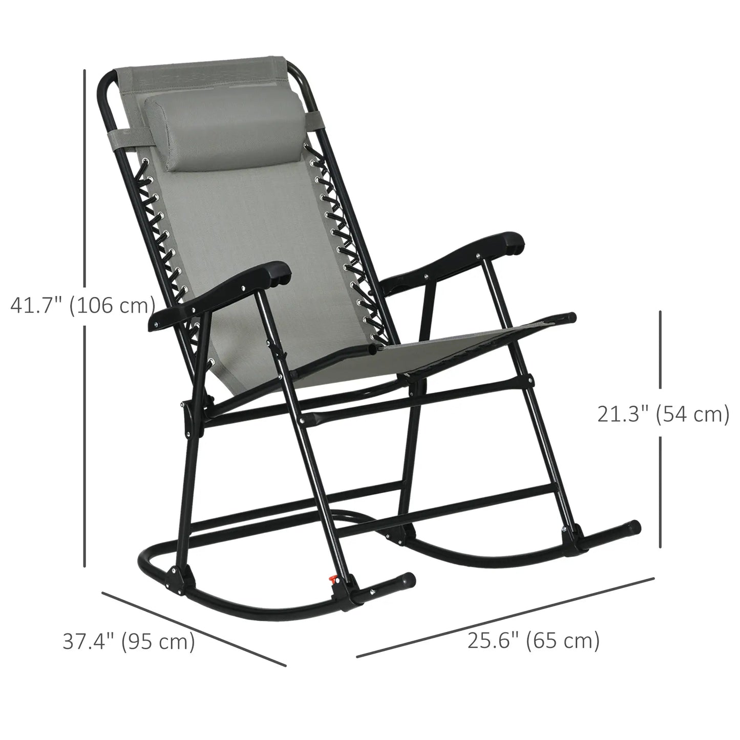 2pc Foldable Rocking Chair Set, Breathable Mesh Seat, Headrest, Grey Outdoor Rocking Chairs at Gallery Canada