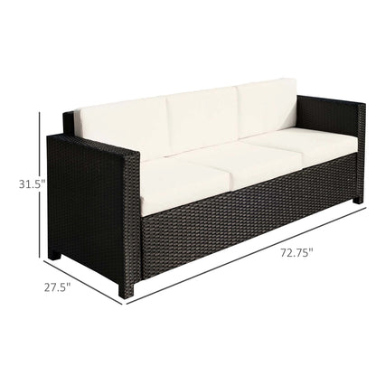 3 Seat Rattan Wicker Sofa, Outdoor Patio Furniture, Cream White Patio Furniture Sets at Gallery Canada