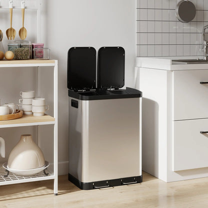 Kitchen Garbage Bin, 2 x 7.9 Gal, Soft-Close With Removable Buckets, Silver Small Kitchen Appliances at Gallery Canada