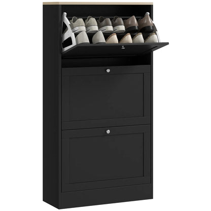 Modern Shoe Storage, 3 Flip Drawers, Adjustable Shelves, 18 Pairs, Black Shoe Storage Cabinets & Racks at Gallery Canada