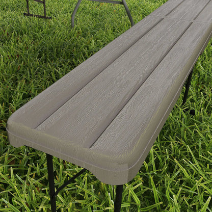 6 ft Plastic Bench Seat, Foldable, Portable, Distressed Brown, Brown Garden Accessories at Gallery Canada