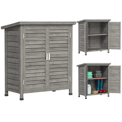Wooden Garden Storage Shed, 2 Door, 34" x 18" x 38", Grey